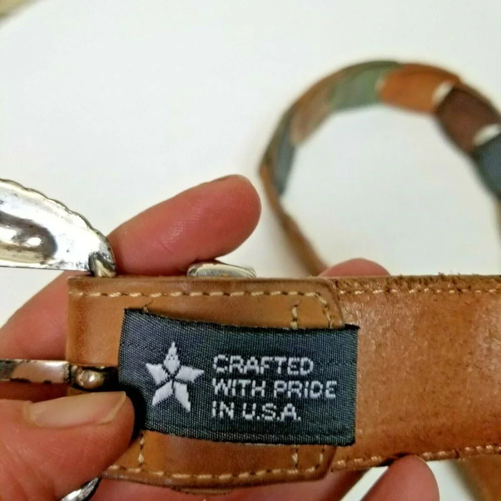 Vintage Brighton Women's S Brown Multi-Color Leather Belt & Silver Tone 1995